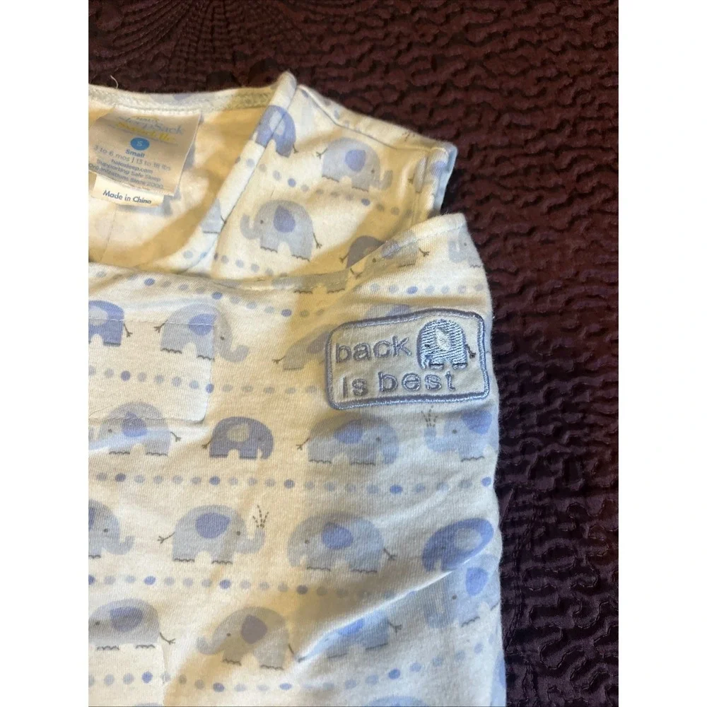 Lot of 2 HALO SleepSack Swaddle Small 3-6 Months Gray Leaves Blue Elephants Used